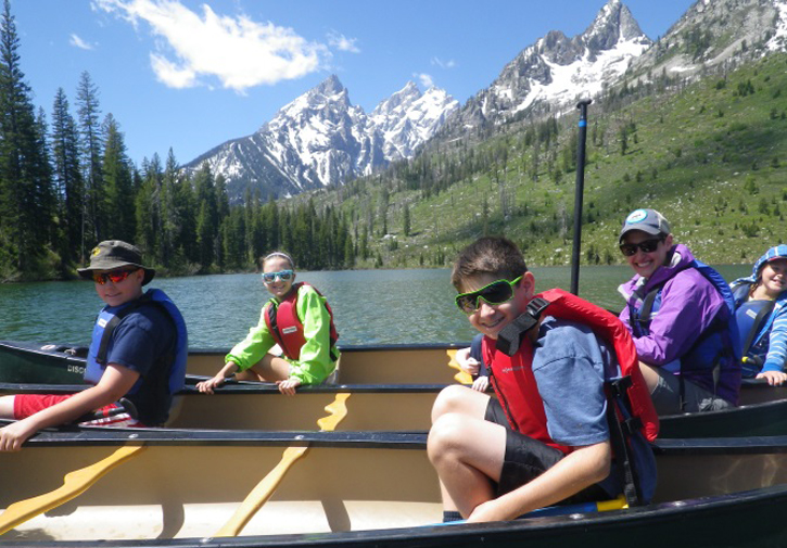 Students canoe on String Lake in Grand Teton National Park